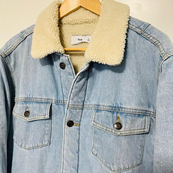Aritzia TNA Murad Sherpa Lined Demin Coat Small - Picture 4 of 16